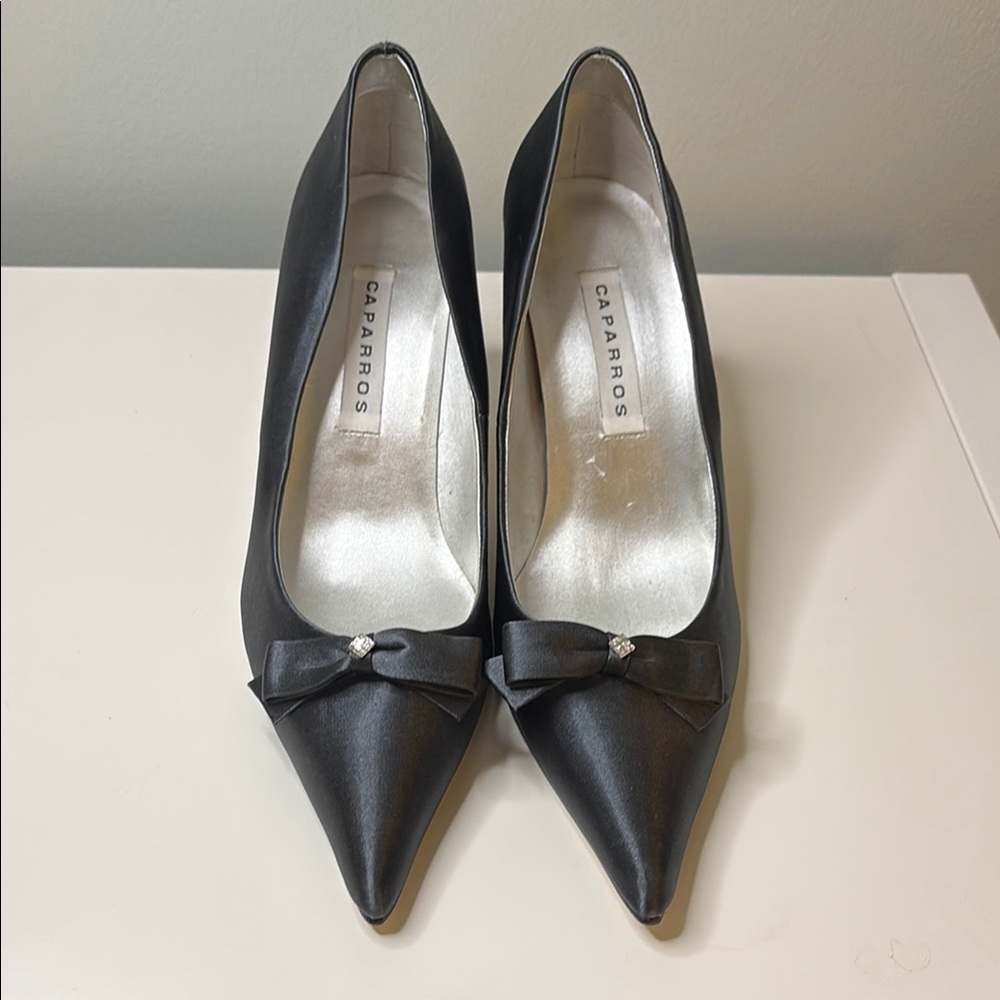 Caparros Elegant Black Heels with Bow Detail